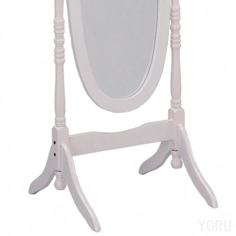 Miroir sur pied 59,25 "de haut avec finition blanche, forme ovale