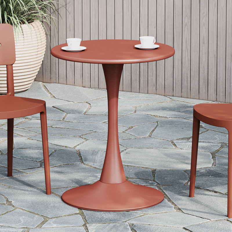 Table de salle à manger d'extérieur en acier, Rouge