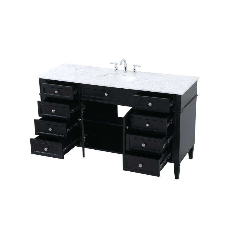 Ensemble de meuble-lavabo simple 60 "Rivers, Noir, noir, noir, noir