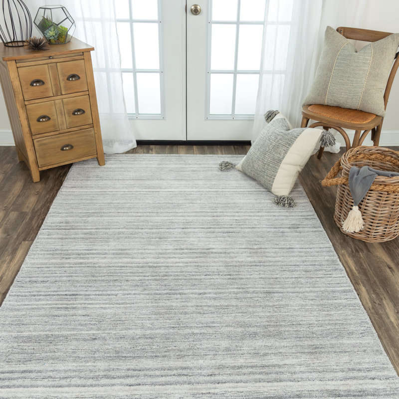 Tapis gris touffeté à la main Seasand, Rectangle 5 pi x 7 pi 6 po