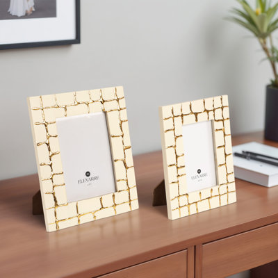 4 and 5" Gomez Gold Resin Rectangle Photo Frames, 10"H, Set of 2