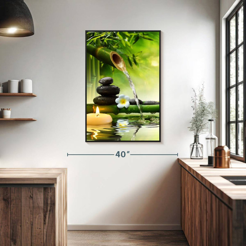 Débit d'eau en bambou, Cadre flottant noir, 27 po x 40 po