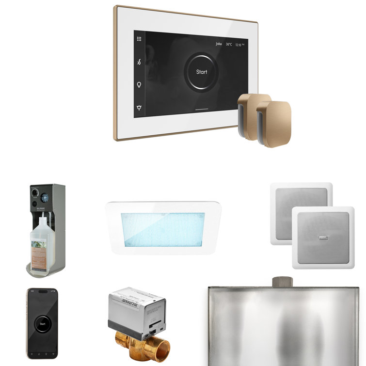 XDream Max Steam Shower Control Package with iSteamX Control and Steamhead in White 