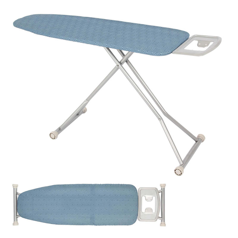 Planche à repasser pliable avec 7 hauteurs réglables Tissu résistant à la chaleur et aux brûlures