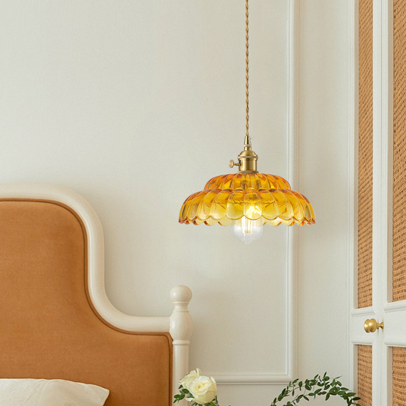 1-Golden brown dimmable glass pendant light