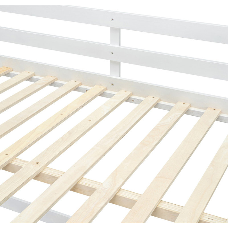 Full Over Full Bunk Bed with Ladder, White