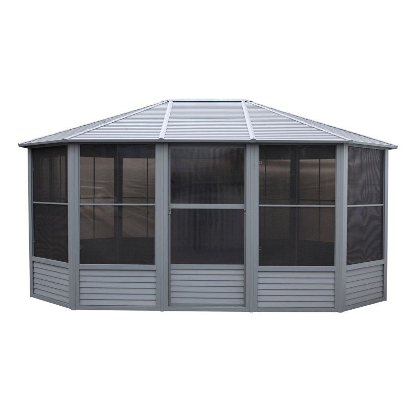 Gazebo Penguin Florence 3,65 m x 4,57 m, Solarium avec toit en métal - Ardoise, L 15 pi. X 12 pi. D, Ardoise, Ardoise