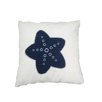 (Set Of ) Two 17" X 17" Blue And White Starfish Throw Pillows