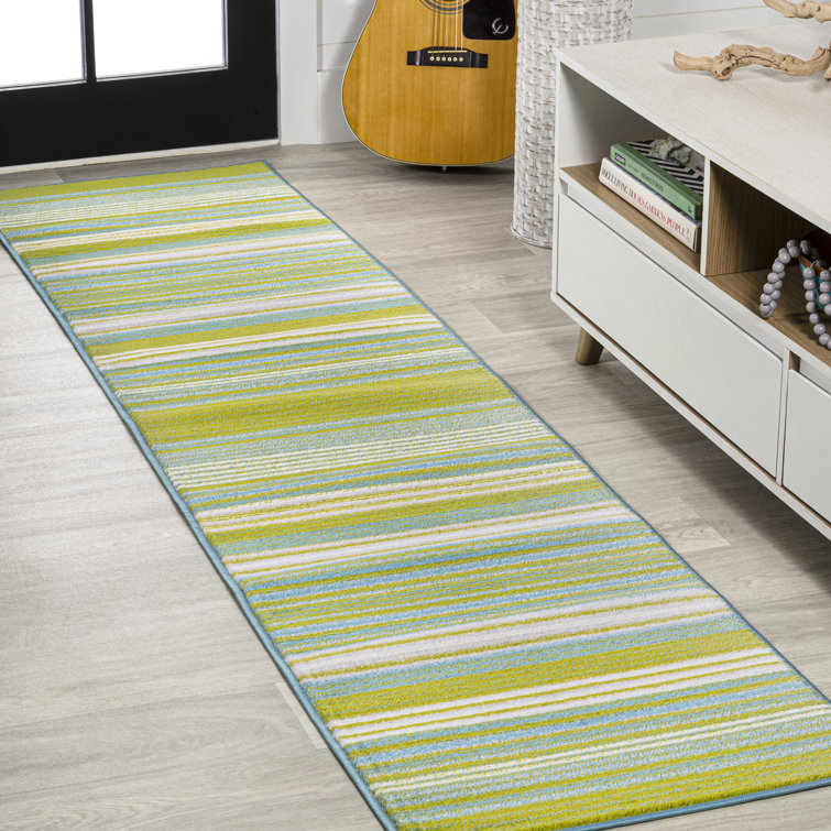 Aliyaah Gradient Ticking Striped Green/Blue Rug