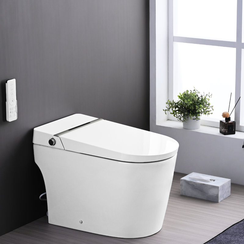 Bidet de toilette intelligent avec siège chauffant, buse autonettoyante, capteur de pied, télécommande, capteur à DEL