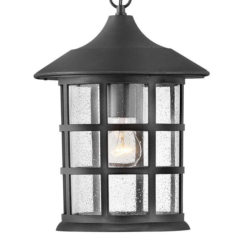 Freeport 1 - Light 14" H Outdoor Hanging Lantern, Textured Black