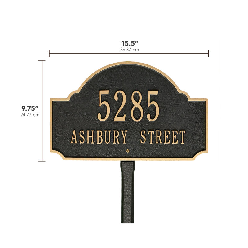 Fitzwilliams 2-Line Lawn Address Sign, Black/Gold, Yes