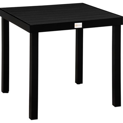 Square Outdoor Dining Table For 4 - Waterproof Wood Grain, Strong Aluminum Legs Garden Patio Square, Black , Waterproof,