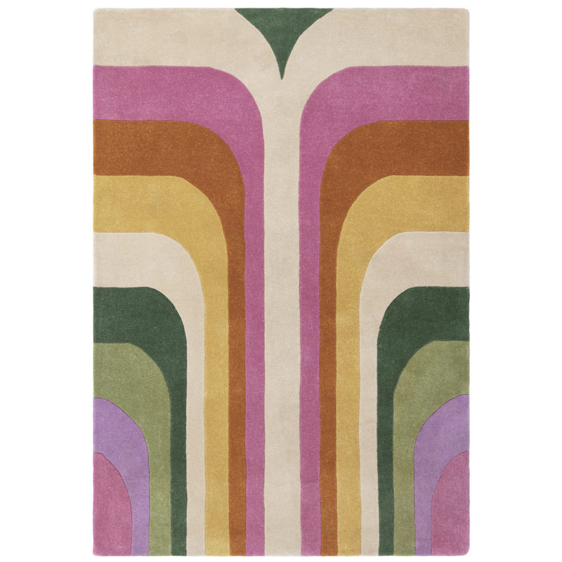 Priscila Retro Hand Tufted Recycled P.E.T Pink/Green Area Rug, Rectangle 160 x 230cm