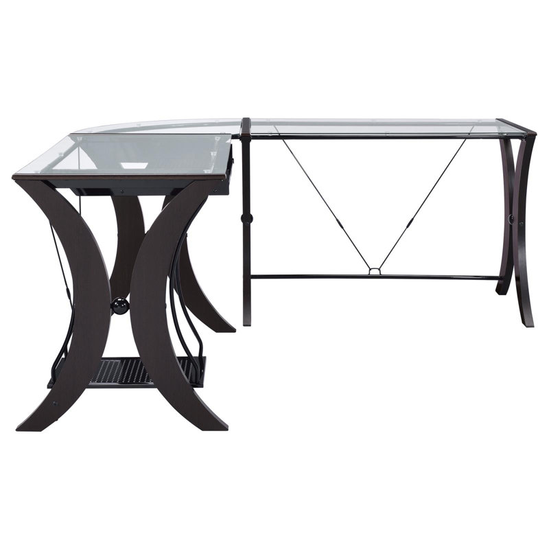 L-Shaped Glass Top Computer Desk
