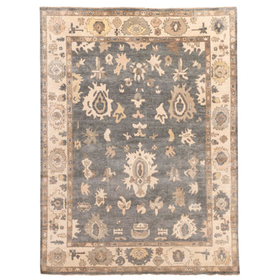 Tapis sarcelle moderne Oushak 9 pi 0 po x 12 pi 0 po