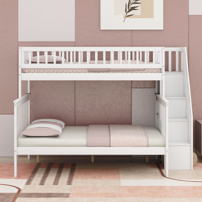 Jakeria Kids Twin Over Full Wooden Bunk Bed  with Storage