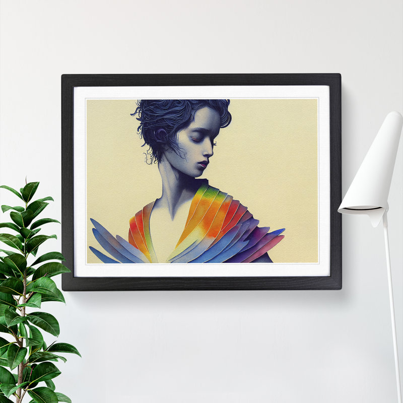 XH1022-10286X Woman In A Rainbow - Single Picture Frame Print, 34cm H x 46cm W, Black 
