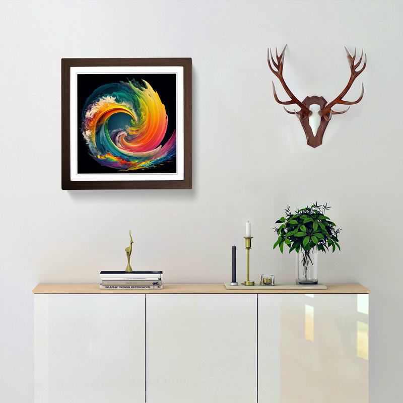 Rainbow Gestural - Framed Print, Walnut
