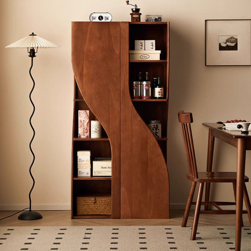 Armoire de coin en bois massif brun noisette
