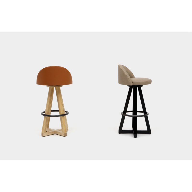 X3 Swivel Upholstered Counter Stool with Solid Wood Frame, Canyon, White Oak