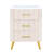 Beige Upholstered Nightstand With 3 Drawer Organization 3 Bedside Table Metal Legs - Flair-1387562011