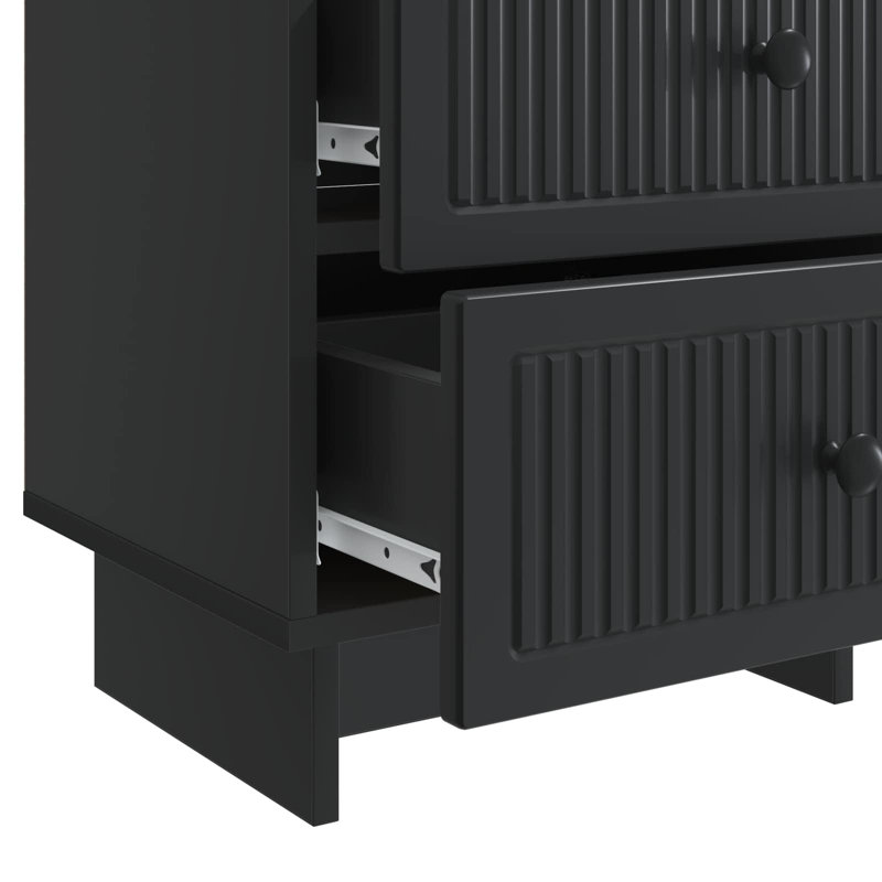 43cm W Manufactured Wood Bedside Table, Black