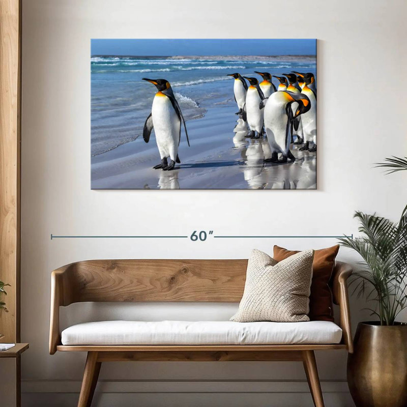 Penguins In The Beach, 30" H x 45" W