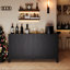 Buffet 55 po noir avec buffet et crédence moderne avec portes et console en bois robuste pour meuble télé
