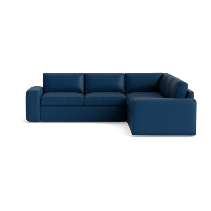 The OG Leather Sectional, Bison Deep Blue Top Grain Leather, Left Hand Facing