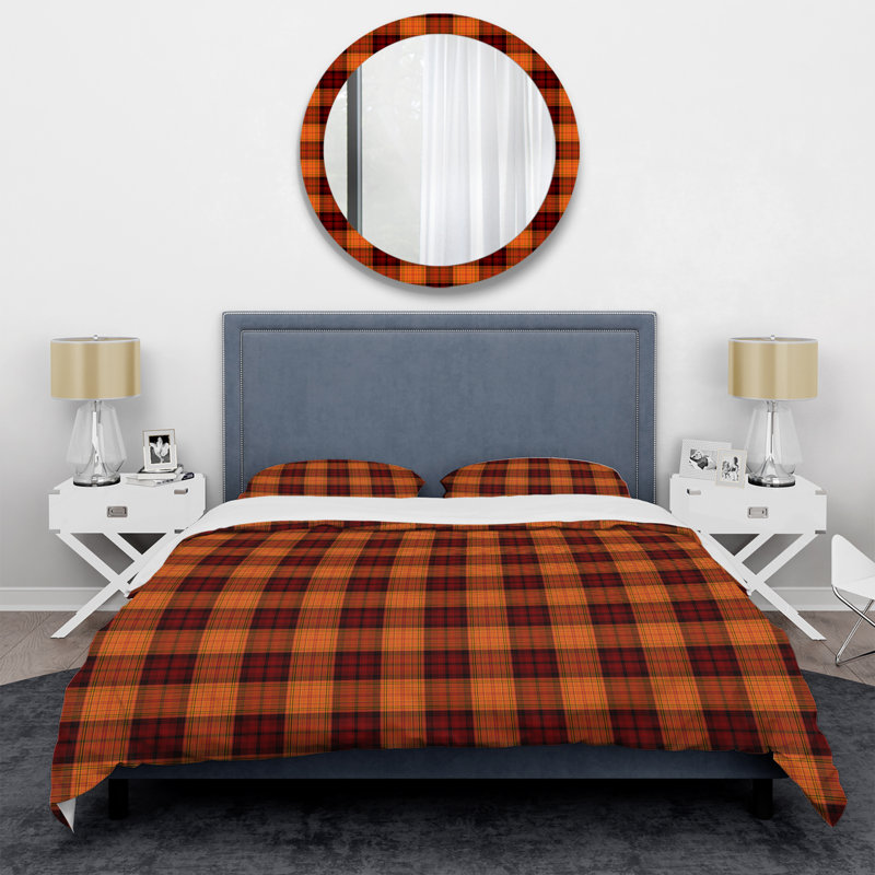 Ensemble de housse de couette en microfibre brun / orange 2 pièces