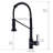 Contemporary Kitchen Sink Faucet, Black, Pull Out Spray, Brass, Single Hole, Water Flow Adjustable Hot And Cold Solid Handle Mixing Valve