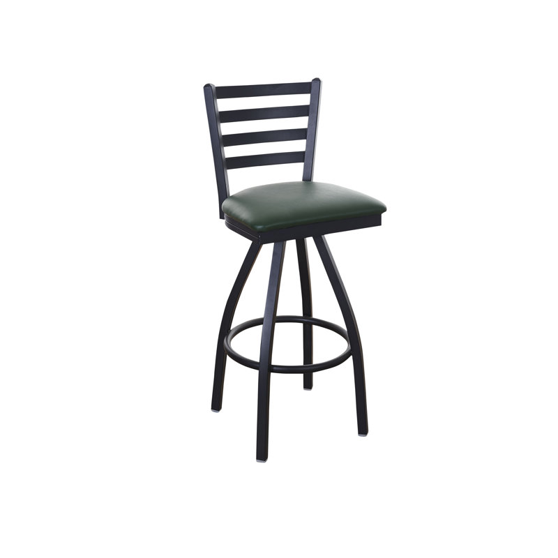 Lima Swivel Upholstered Counter Stool with Metal Frame, Green