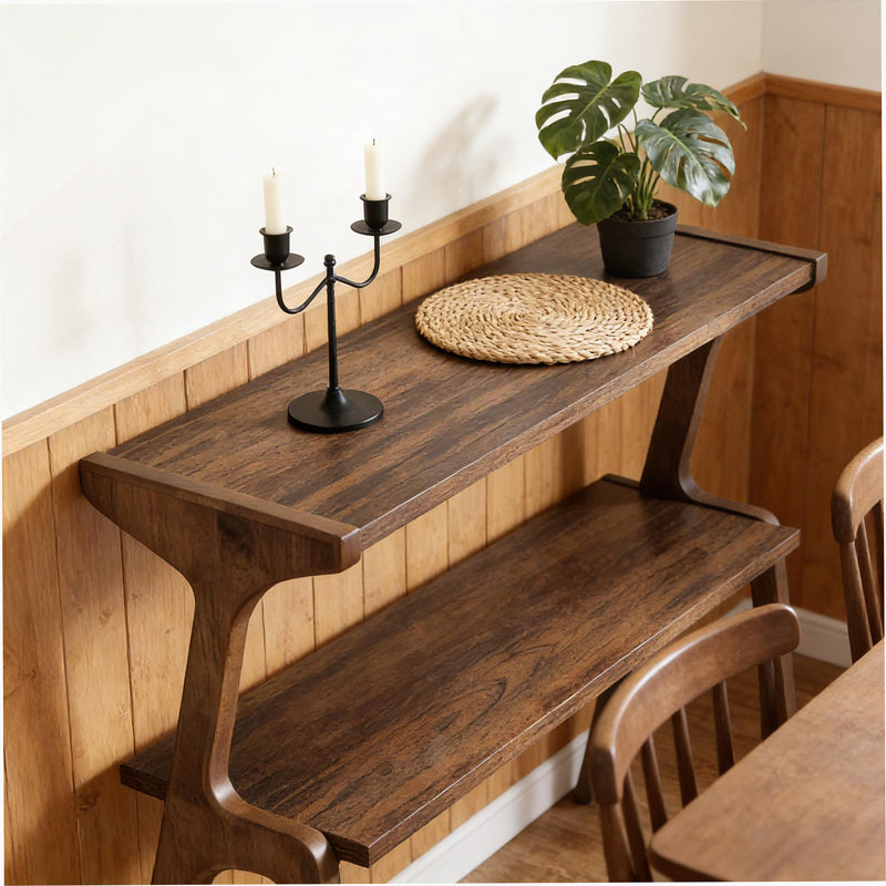Compact Wood Sofa Side Table With Storage, Ideal For Small Spaces And Modern Decor, Rustic Brown