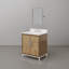 30 po Meuble-lavabo simple en quartz noyer lustré avec robinet à crochet et miroir-1670375574