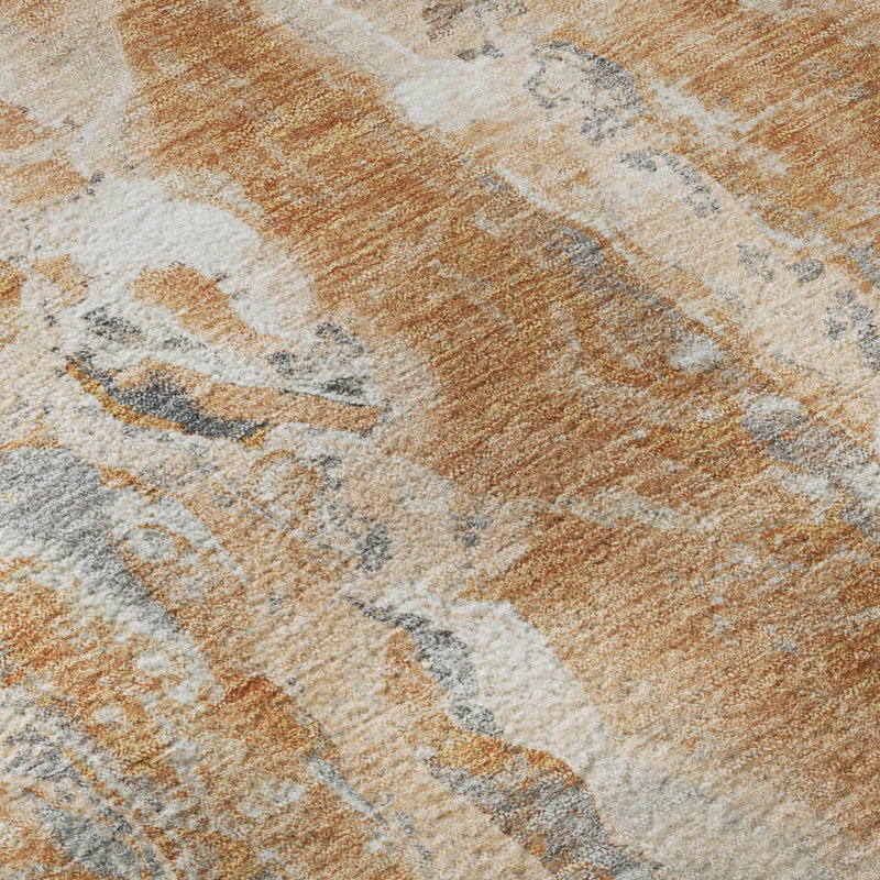 Premium Machine Washable Mayfield AMF2120 Abstract Rug, 3' x 5', Orange