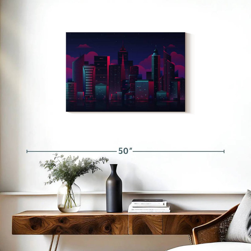 Paysage urbain de nuit Siron, H 20 po x l 30 po