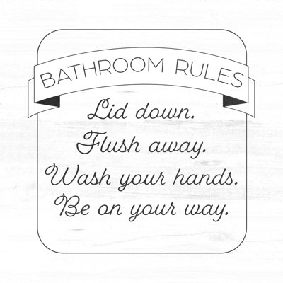 Bathroom Rules Sign 1 Piece Wrapped Canvas Wall Art