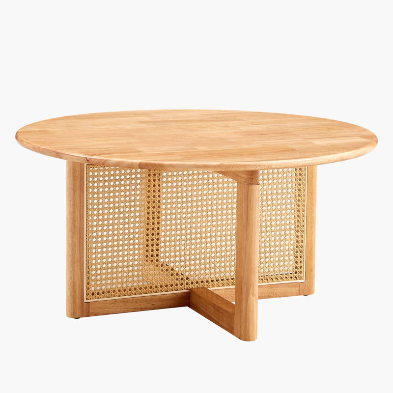 Napfle Solid Wood Top Single Coffee Table Living Room Table Center Table Cocktail Table, Natural