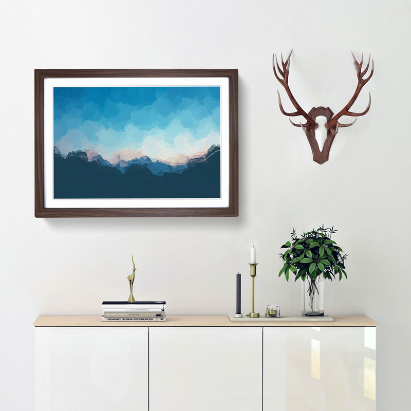 Over the Mountains in Abstract - Picture Frame Graphic Art Print, Walnut Framed, 36cm H x 48cm W x 2cm D