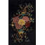 Floral Medallion Black Wool 1920s Antique Hand Knotted Pile Rectangle Rug