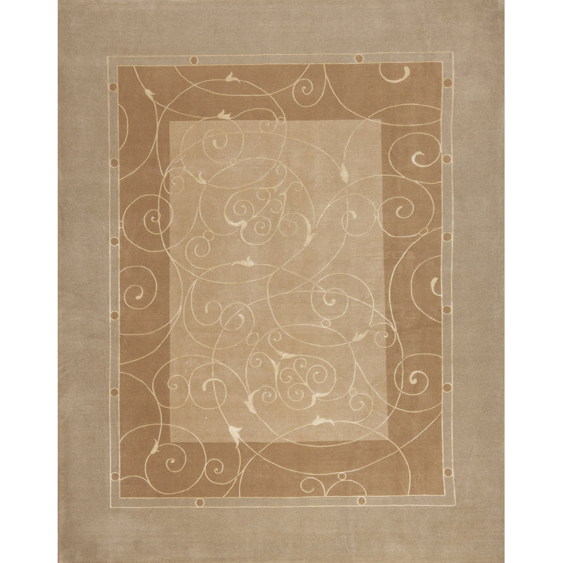 Concerto Hand Knotted Area Rug in Beige/Gray, Rectangle 4' x 6'