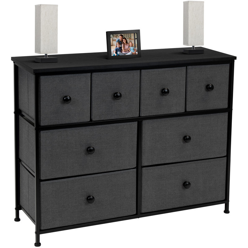 Commode 8 tiroirs avec poignée Sorbus, Noir / gris foncé