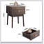 Ensemble de table de chevet en noyer de style médiéval-moderne avec poignées en métal, ensemble de 2 pièces de 15,75 po x 15,75 po x 21,65 po