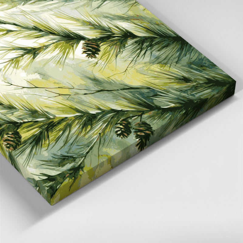 «Botanical Pine Branches», art mural sur toile verte, H 11 po x l 14 po