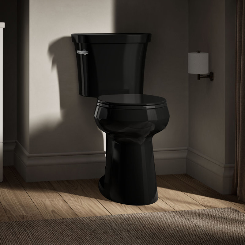 Toilette haute deux pièces à devant rond Highline, 1,28 gallon par pouce carré, Noir