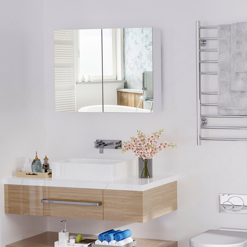 Armoire à pharmacie murale à double porte avec miroir de salle de bain, une solution de rangement pratique et élégante pour votre salle de bain
