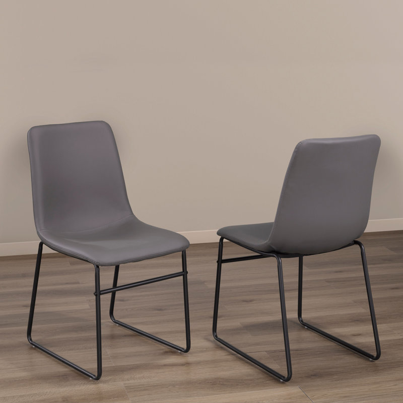 Chaise parsons en cuir et acier gris