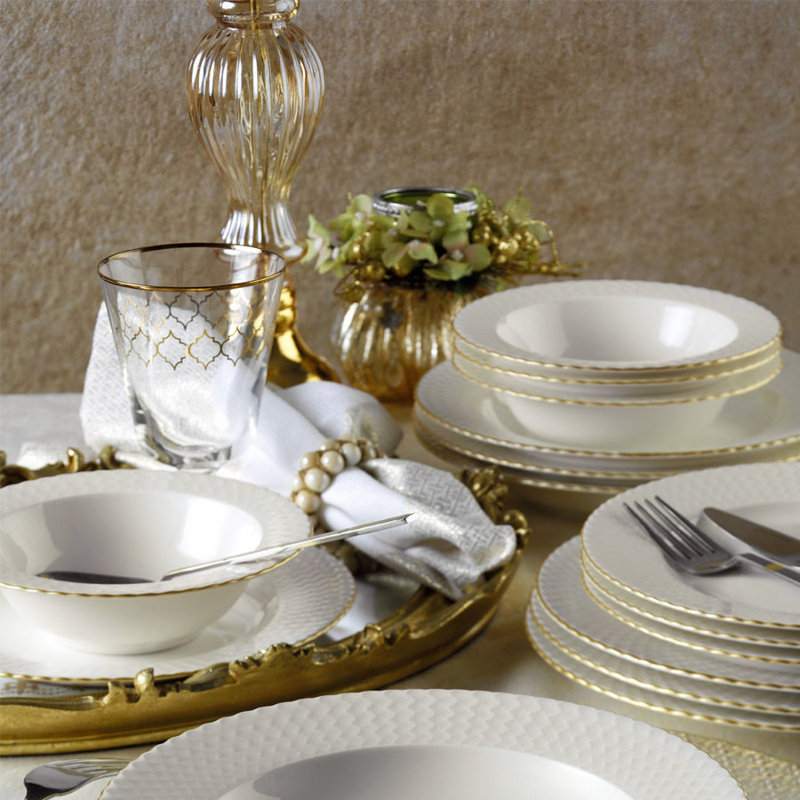 Ashwaq Piece Porcelain Dinnerware Set - Service for 6