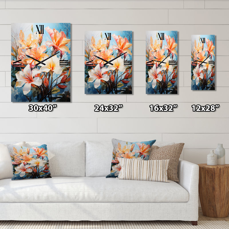 Jeliel - Horloge murale florale, Moyen
